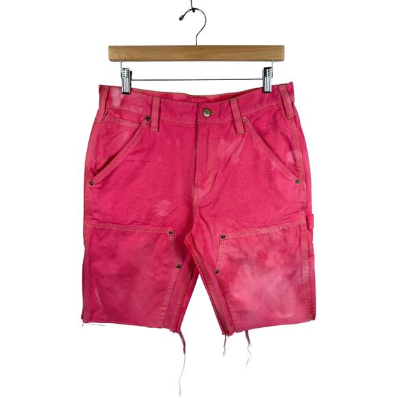 Vintage Carhartt Raw Hem Cut-out Utility Cargo Denim Shorts 32 - Picture 1 of 8